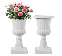 VEVOR Jardinière Urne Plastique, 25 x 42 cm, Pot de Fleurs Classique, Lot de 2, pour Intérieur, Extérieur, Mariage, Fêtes, Événement, Scène, Entrées, Couloirs, Jardin, Balcon, Terrasse, Porche, Blanc