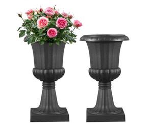VEVOR Jardinière Urne Plastique, 25 x 42 cm, Pot de Fleurs Classique, Lot de 2, pour Intérieur, Extérieur, Mariage, Fêtes, Événements, Scène, Entrées, Couloirs, Jardin, Balcon, Terrasse, Porche, Noir