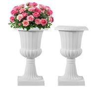 VEVOR Jardinière Urne Plastique, 40 x 67 cm, Pot de Fleurs Classique, Lot de 2, pour Intérieur, Extérieur, Mariage, Fêtes, Événements, Scène, Entrées, Couloirs, Jardin, Balcon, Terrasse, Porche, Blanc
