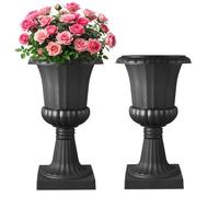 VEVOR Jardinière Urne Plastique, 40 x 67 cm, Pot de Fleurs Classique, Lot de 2, pour Intérieur, Extérieur, Mariage, Fêtes, Événements, Scène, Entrées, Couloirs, Jardin, Balcon, Terrasse, Porche, Noir