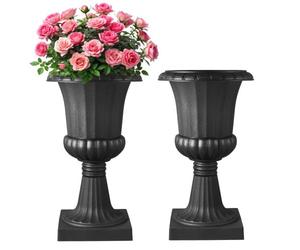 VEVOR Jardinière Urne Plastique, 40 x 67 cm, Pot de Fleurs Classique, Lot de 2, pour Intérieur, Extérieur, Mariage, Fêtes, Événements, Scène, Entrées, Couloirs, Jardin, Balcon, Terrasse, Porche, Noir