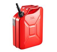 VEVOR Jerrican Essence Métal 20 L Bidon Essence avec Bec Verseur, Poignée Confortable, Débit Maximal 6 L/min, Réservoir de Carburant Résistant pour Plupart des Voitures, Motos, UTV, Tracteurs, Rouge