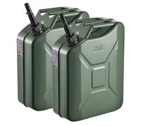 VEVOR Jerrican Essence Métal 20 L Bidon Essence Lot de 2 avec Bec Verseur, Poignée Confortable, Débit Maximal 6 L/min, Réservoir de Carburant pour la Plupart des Voitures, Motos, UTV, Tracteurs, Vert