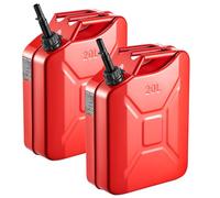 VEVOR Jerrican Essence Métal 20 L Bidon Essence Lot de 2 avec Bec Verseur, Poignée Confortable, Débit Maximal 6 L/min, Réservoir de Carburant pour la Plupart des Voitures, Motos, UTV, Tracteurs, Rouge