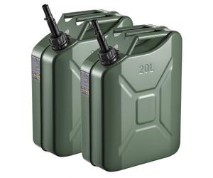 VEVOR Jerrican Essence Métal 20 L Bidon Essence Lot de 2 avec Bec Verseur, Poignée Confortable, Débit Maximal 6 L/min, Réservoir de Carburant pour la Plupart des Voitures, Motos, UTV, Tracteurs, Vert
