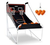 VEVOR Jeu d'arcade de Basketball Pliable, 2 Joueurs, Panier de Basketball à Double tir à Domicile, 5 Ballons, Tableau de Bord électronique et Pompe de gonflage, pour Salle de Jeux, Noir et Blanc