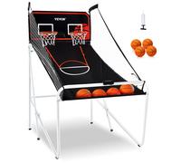 VEVOR Jeu d'arcade de basketball pliable pour 2 joueurs, panier de basketball à double tir à domicile, 4 ballons, 8 modes de jeux, tableau de bord électronique, pour enfants et adultes, noir et blanc