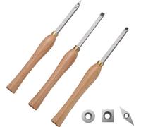 VEVOR Outils Tournage Bois 3PCS Outils pour Tour à Bois avec Fraise Ronde Carrée Diamantée en Carbure avec Poignées Confortables 200 mm Coffret 395x150x80 mm Outils pour Travaux du Bois Charpentiers