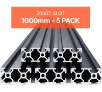 VEVOR Jeu de 5 profilés en aluminium 1000 mm Rainure en T 2040 selon la norme européenne, profilés rainurés pour imprimante 3D, machine CNC DIY, gravure laser, Noir