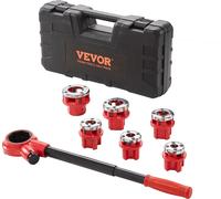 VEVOR Jeu de 6 pinces à fileter Kit de filetage de tubes Pince à fileter 1/4 pouce NPT - 1-1/4 pouce NPT en coffret Tête de coupe 9SICR Idéal pour le bâtiment Industrie sanitaire etc.