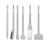 VEVOR Jeu de Burins SDS Plus, 6 Pièces, Accessoires Compatible avec Marteau Perforateur, 1 Pointu, 1 Gouge et 4 Burins Plats, en Acier Allié 40Cr Trempé, pour Carrelage, Béton, Pierre, Brique