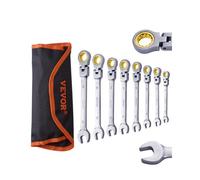 VEVOR Jeu de Clés à Cliquet à Tête Flexible 8PCs, Clés à Cliquet Métrique 8-17 mm, Ensemble de Clés en Acier Cr-V, avec Pochette Enroulable, pour Travaux Ménagers, Réparations Auto, Garage, Atelier