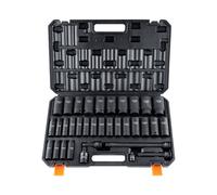 VEVOR Jeu de clés à douilles 1/2 pouce en acier allié CR-V Jeu de 34 clés à douilles de 8 à 36 mm de profondeur Clé à chocs, HRC 42-48 Clé à douilles y compris coffret à outils, métrique Extracteur de