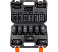 VEVOR Jeu de clés à douilles 1/2 pouce en acier allié CR-V Jeu de 9 clés à douilles 29-38 mm de profondeur Clé à chocs, HRC 42-48 Clé à douilles y compris coffret à outils, métrique Extracteur de vis