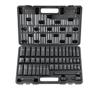 VEVOR Jeu de clés à douilles professionnelles en acier allié CR-V Jeu de 48 clés à douilles de 8 à 22 mm de profondeur Clé à chocs, HRC 42-48 Clé à douilles y compris coffret à outils, extracteur de v