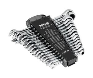 VEVOR Jeu de Clés Mixtes 16 PCs, Clés à Cliquet Métrique 8-24 mm, Ensemble de Clés en Acier Cr-V, avec Support de Rangement, pour Travaux Ménagers Généraux, Réparations Automobiles, Garage, Atelier