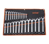 VEVOR Jeu de Clés Mixtes 25PCs, Clés à Fourche Métrique 6-32 mm, Clé Plate en Acier au Carbone, avec Pochette Enroulable, pour Travaux Ménagers Généraux, Réparations Automobiles, Garage, Atelier