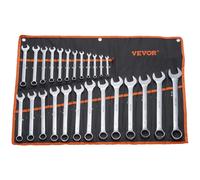 VEVOR Jeu de clés mixtes 25 pcs – Clés à fourche 6–32 mm, acier au carbone, pochette enroulable