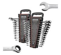 VEVOR Jeu de Clés Mixtes 26PCs, Clé Plate à Cliquet SAE et Métriques, pour Réparation Domestique et Auto, Extrémité Fourche, 72 Dents, en Acier Cr-V, Marquage Lisible, avec Support de Rangement