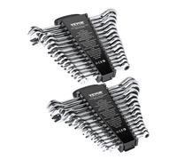 VEVOR Jeu de Clés Mixtes 30PCs, Clés à Cliquet SAE 1/4"-1" et Métrique 8-24 mm, Ensemble de Clés en Acier Cr-V, avec Support de Rangement, pour Travaux Ménagers, Réparations Autos, Garage, Atelier