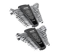 VEVOR Jeu de Clés Mixtes 30PCs, Clés à Cliquet SAE 1/4"-1" et Métrique 8-24 mm, Ensemble de Clés en Acier Cr-V, avec Support de Rangement, pour Travaux Ménagers, Réparations Autos, Garage, Atelier