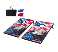 VEVOR Jeu de Cornhole 92 x 60 cm, Planche de Jeu de Poche Portable, Babette en Bois MDF, avec 8 Sacs de Haricots et Étui de Transport, pour Intérieur Extérieur Jardin Arrière-Cour Plage Camping