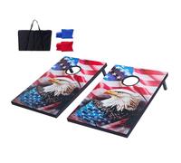 VEVOR Jeu de Cornhole 92 x 60 cm, Planche de Jeu de Poche Portable, Babette en Bois MDF, avec 8 Sacs de Haricots et Étui de Transport, pour Intérieur Extérieur Jardin Arrière-Cour Plage Camping