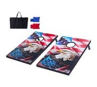 VEVOR Jeu de Cornhole 92 x 60 cm, Planche de Jeu de Poche Portable, Babette en Bois MDF, avec 8 Sacs de Haricots et Étui de Transport, pour Intérieur Extérieur Jardin Arrière-Cour Plage Camping