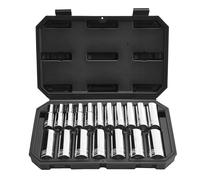 VEVOR Jeu de Douilles 18PCs à Entraînement de 12,7 mm, Métriques de 10 à 27 mm, en Acier Allié CR-V Chromé, Marquages Clairs, Kit d'Outils de Mécanicien avec Coffret, pour Réparation Automobile