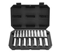 VEVOR Jeu de Douilles 18PCs à Entraînement de 12,7 mm, Métriques de 10 à 27 mm, en Acier Allié CR-V Chromé, Marquages Clairs, Kit d'Outils de Mécanicien avec Coffret, pour Réparation Automobile