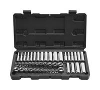VEVOR Jeu de Douilles 46PCs à Entraînement de 6,4 mm, SAE et Métriques, Profondes et Standard, en Acier Allié CR-V Chromé, Kit d'Outils de Mécanicien avec Coffret, pour Réparation Automobile