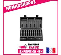 VEVOR Jeu de Douilles à Choc 1/2" 13 pièces 10-24 mm 6 pans CR-V + Mallette