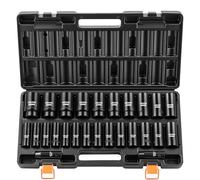 VEVOR Jeu de Douilles à Choc 1/2", 26 PCS, Coffret de Douilles à Impact à 6 Pans, Métriques 10-30 mm, 32-36 mm, en Acier Allié Cr-V, avec Mallette de Rangement, pour Réparation Automobile, Brigolage