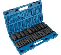 VEVOR Jeu de Douilles à Choc 1/2" 26PCs, Douilles à Impact Métriques Profondes 10-36 mm, 6 Pans en Acier Allié Cr-V, avec Mallette de Transport, pour Réparation Auto