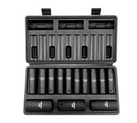 VEVOR Jeu de Douilles à Choc 1/2" Jeu de 13 Douilles à Impact 10-24 mm 6 Pans Acier Allié CR-V Repères de Taille Faciles à Lire HRC 42-48 Robuste avec Mallette de Rangement pour Réparation Automobile