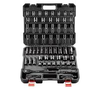 VEVOR Jeu de Douilles à Choc 1/2" Jeu de 58 Douilles à Impact avec Outil à Cliquet 6 Pans en Acier Allié CR-V HRC 42-48 Solide Repère de Taille Facile avec Mallette de Transport pour Réparation Auto