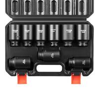 VEVOR Jeu de Douilles à Choc 1/2" Jeu de 9 Douilles à Impact Métriques 29-38 mm 6 Pans en Acier Allié CR-Mo Dureté HRC 42-48 Repère de Taille Facile avec Mallette de Transport pour Réparation Auto