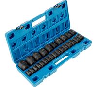 VEVOR Jeu de douilles à choc 1/2 pouce, 26 pièces, douilles à choc, douilles plates, douilles 6 pans, CR-V, 1/2 pouce Jeu de douilles d'entraînement à choc métrique 10-36 mm