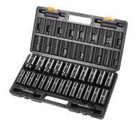 VEVOR Jeu de Douilles à Choc 12,7 mm 26PCs, Douilles à Impact Métriques Profondes 10-36 mm, 6 Pans en Acier Allié Cr-V, avec Mallette de Transport, pour Réparation Auto
