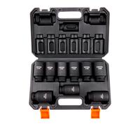 VEVOR Jeu de douilles à choc 1/2" 9 douilles métriques 29-38 mm 6 pans CR-Mo HRC 42-48 avec mallette