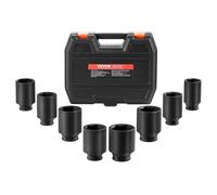 VEVOR Jeu de Douilles à Chocs Profondes pour Écrous d’Essieu 8PCs, Coffret de Douilles pour Écrous à Entraînement de 1/2 po 12,7 mm, 12 Pans, Outil de Montage et Démontage pour Réparation Automobile
