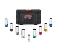 VEVOR Jeu de Douilles à Chocs Profondes pour Écrous de Roue 8PCs, Coffret de Douilles pour Écrous à Entraînement de 1/2 po 12,7 mm, Métriques et SAE, 6 Pans, en Acier CR-MO, pour Réparation Automobile