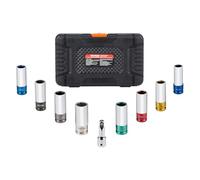 VEVOR Jeu de Douilles à Chocs Profondes pour Écrous de Roue 8PCs, Coffret de Douilles pour Écrous à Entraînement de 1/2 po 12,7 mm, Métriques et SAE, 6 Pans, en Acier CR-MO, pour Réparation Automobile