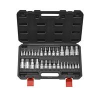 VEVOR Jeu de Douilles Hexagonales 32PCs SAE et Métriques, Douille à Embout en Acier Allié S2 et Acier Cr-V, Entraînements 1/4 po, 3/8 po et 1/2 po (6,35 mm, 9,5 mm, 12,7 mm), avec Coffret, Mécanicien