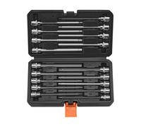 VEVOR Jeu de Douilles Hexagonales Extra Longues 18PCs, Entraînements 3/8 po (9,5 mm), SAE 1/8-3/8 po (3,2-9,5 mm) et Métriques 3-12 mm, en Acier Allié S2 et Acier Cr-V, avec Coffret, Mécanicien