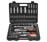 VEVOR Jeu de Douilles Métriques 4-32 mm, Kit d'Outils de Mécanicien 108PCs, avec Clé à Cliquet à Entraînement de 6,4 mm et 12,7 mm, Embouts, Accessoires, Étui, Acier Allié CR-V, pour Réparation