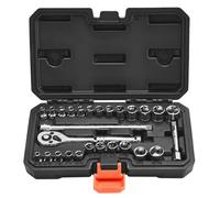 VEVOR Jeu de Douilles SAE et Métriques, Kit d'Outils de Mécanicien 27PCs, avec Clé à Cliquet à Entraînement 6,35 mm, Rallonge et Étui de Rangement, en Acier Allié CR-V, pour Réparation Automobile