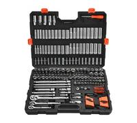 VEVOR Jeu de Douilles SAE et Métriques Profondes et Peu Profondes, Kit d'Outils de Mécanicien 225PCs, avec Clé à Cliquet à Entraînement de 9,53/6,35/12,7 mm, Accessoires et Étui, pour Réparation