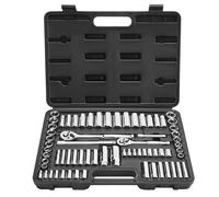 VEVOR Jeu de Douilles SAE et Métriques Profondes et Standard, Kit d'Outils de Mécanicien 69PCs, avec Clé à Cliquet à Entraînement de 9,5 et 6,4 mm, Accessoires et Étui, en Acier Allié CR-V, Réparation
