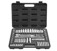 VEVOR Jeu de Douilles SAE et Métriques Profondes et Standard, Kit d'Outils de Mécanicien 69PCs, avec Clé à Cliquet à Entraînement de 9,5 et 6,4 mm, Accessoires et Étui, en Acier Allié CR-V, Réparation